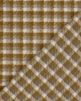 Tissu Tweed à Carreaux Moutarde Touche Lurex Doré - Mercerine