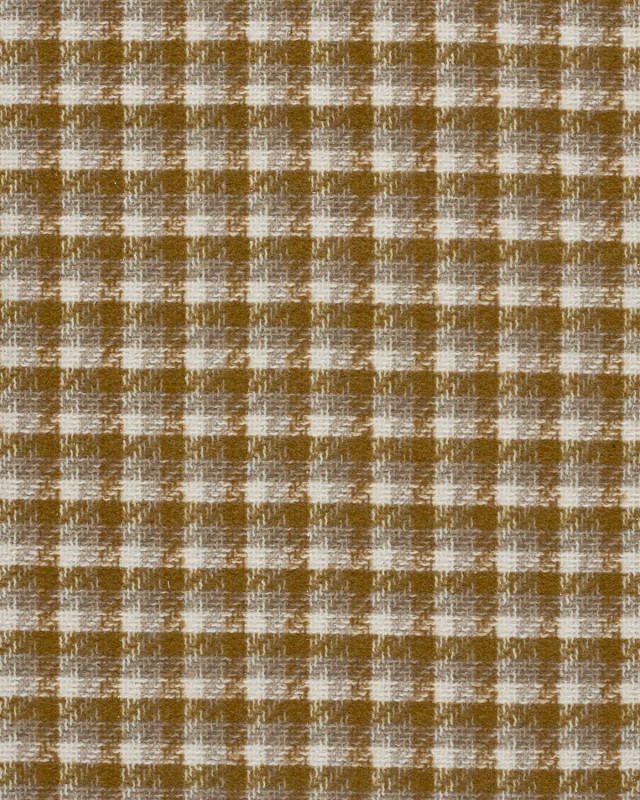 Tissu Tweed à Carreaux Moutarde Touche Lurex Doré - Mercerine
