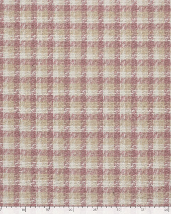 Tissu Tweed à Carreaux Rose Clair Touche Lurex Doré - Mercerine