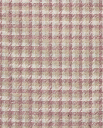 Tissu Tweed à Carreaux Rose Clair Touche Lurex Doré - Mercerine