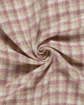 Tissu Tweed à Carreaux Rose Clair Touche Lurex Doré