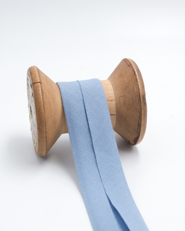 Biais coton Bio Bleu Jean délavé 20mm - Mercerine