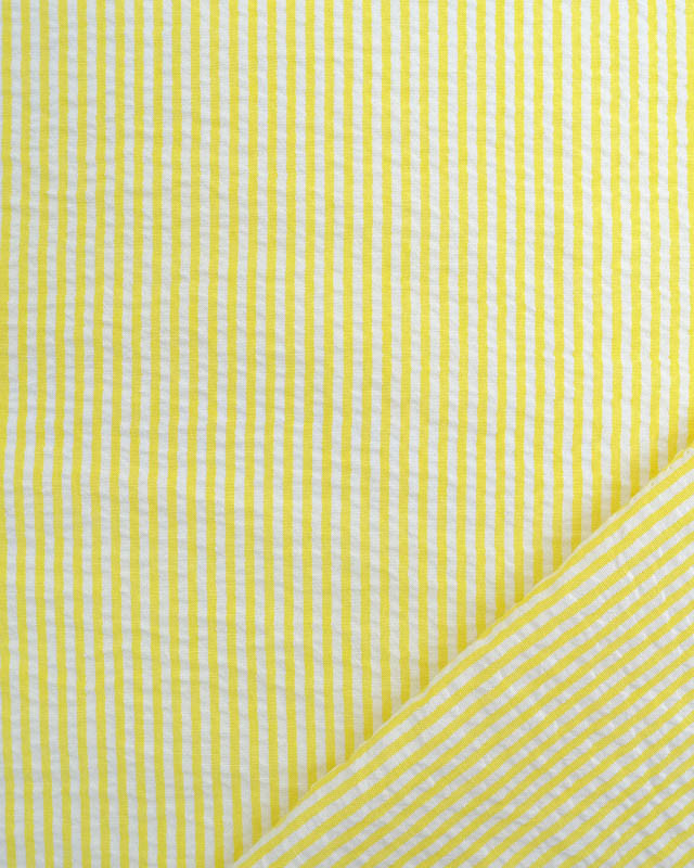 Tissu Seersucker Rayures Jaune Oeko-Tex  - Mercerine