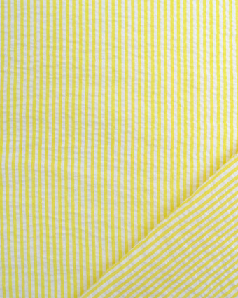 Tissu Seersucker Rayures Jaune Oeko-Tex  - Mercerine