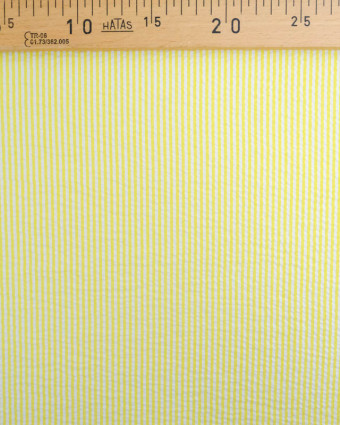 Tissu Seersucker Rayures Jaune Oeko-Tex  - Mercerine