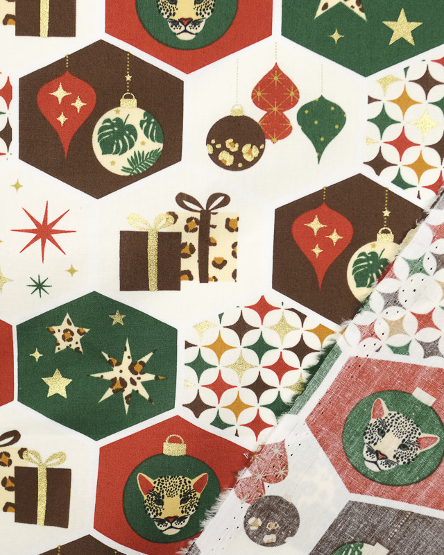 Coton de Noel boulles, cadeaux et étoiles graou Oeko-Tex - Mercerine