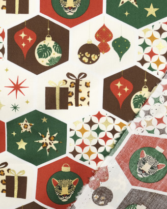 Coton de Noel boulles, cadeaux et étoiles graou Oeko-Tex - Mercerine