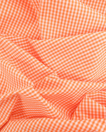 Tissu Coton Vichy Orange Petits Carreaux - Mercerine