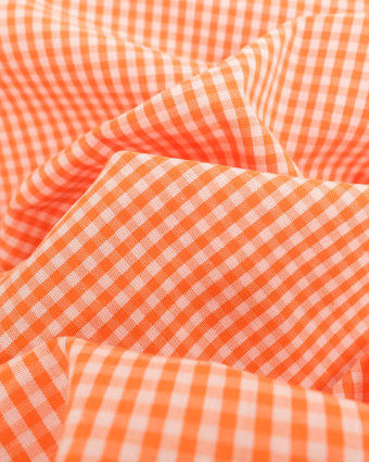 Tissu Vichy Orange Petits Carreaux- Mercerine