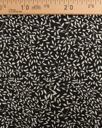 Viscose Impression Digitale Petit Feuillage Noir - Mercerine