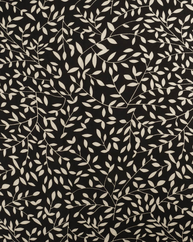 Viscose Impression Digitale Petit Feuillage Noir - Mercerine