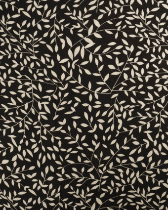 Viscose Impression Digitale Petit Feuillage Noir - Mercerine