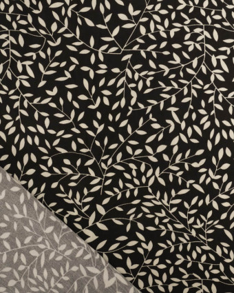Viscose Impression Digitale Petit Feuillage Noir - Mercerine
