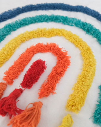 Panneau Punch Needle Arc-en-Ciel Pompon 45*45 - Mercerine