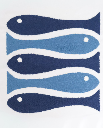 Panneau Punch Needle Velours Poisson Bleu 45*45 - Mercerine