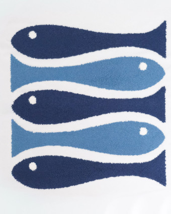 Panneau Punch Needle Velours Poisson Bleu 45*45 - Mercerine