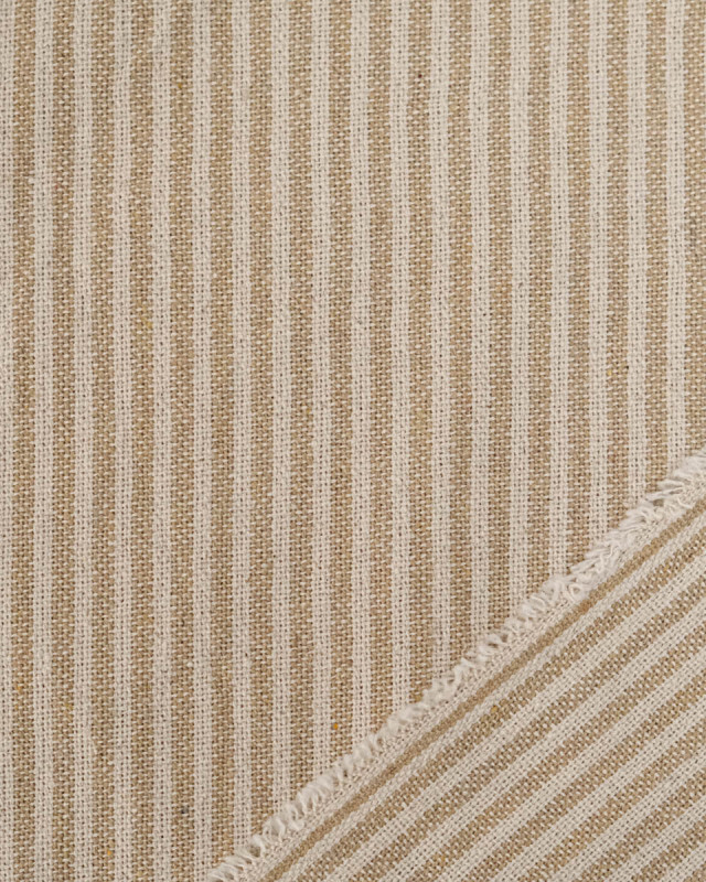 Tissu Coton Epais Tissé Fines Rayures Beige - Mercerine