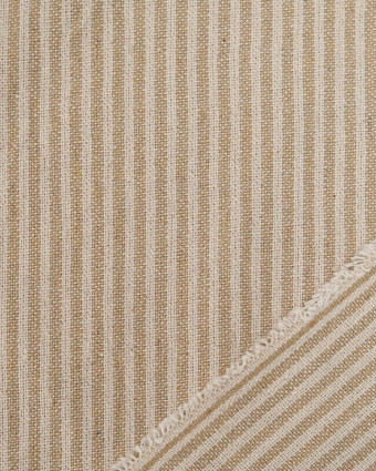 Tissu Coton Epais Tissé Fines Rayures Beige - Mercerine