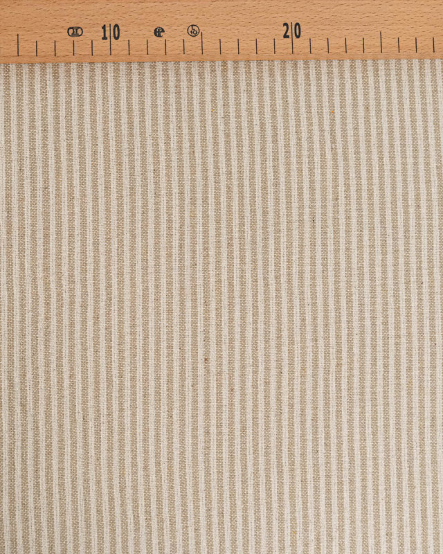 Tissu Coton Epais Tissé Fines Rayures Beige - Mercerine