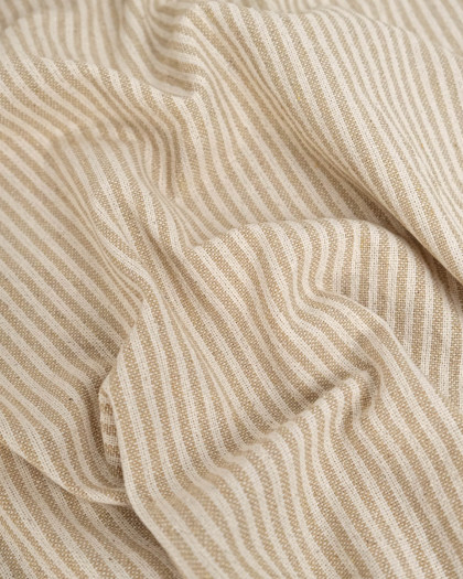 Tissu Coton Epais Tissé Fines Rayures Beige - Mercerine