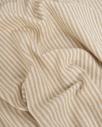Tissu Coton Epais Tissé Fines Rayures Beige - Mercerine