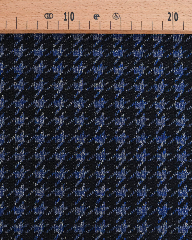 Tissu Maille Lurex Pied De Coq Bleu - Mercerine