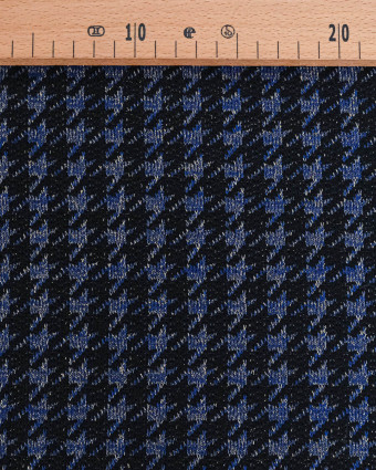Tissu Maille Lurex Pied De Coq Bleu - Mercerine