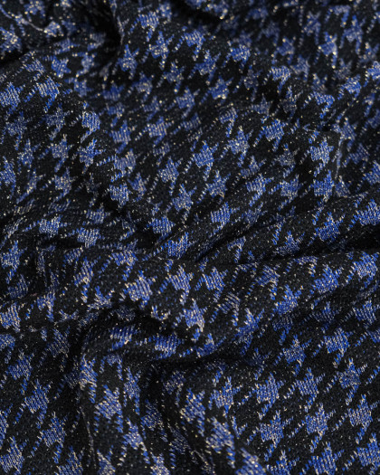 Tissu Maille Lurex Pied De Coq Bleu - Mercerine