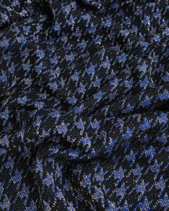 Tissu Maille Lurex Pied De Coq Bleu - Mercerine