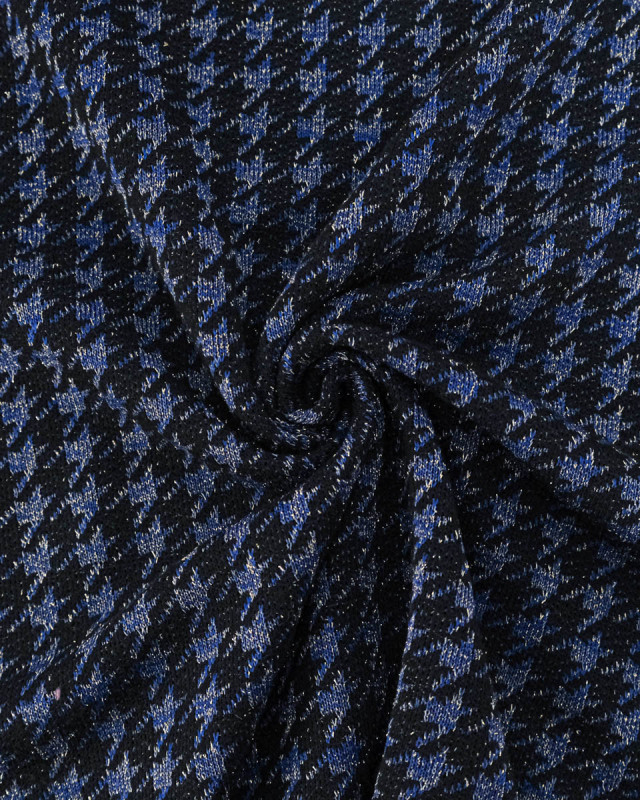 Tissu Maille Lurex Pied De Coq Bleu - Mercerine