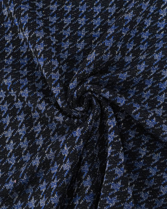 Tissu Maille Lurex Pied De Coq Bleu - Mercerine