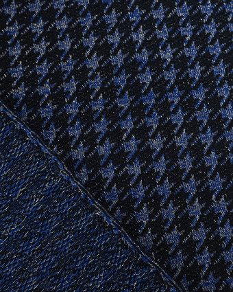Tissu Maille Lurex Pied De Coq Bleu - Mercerine