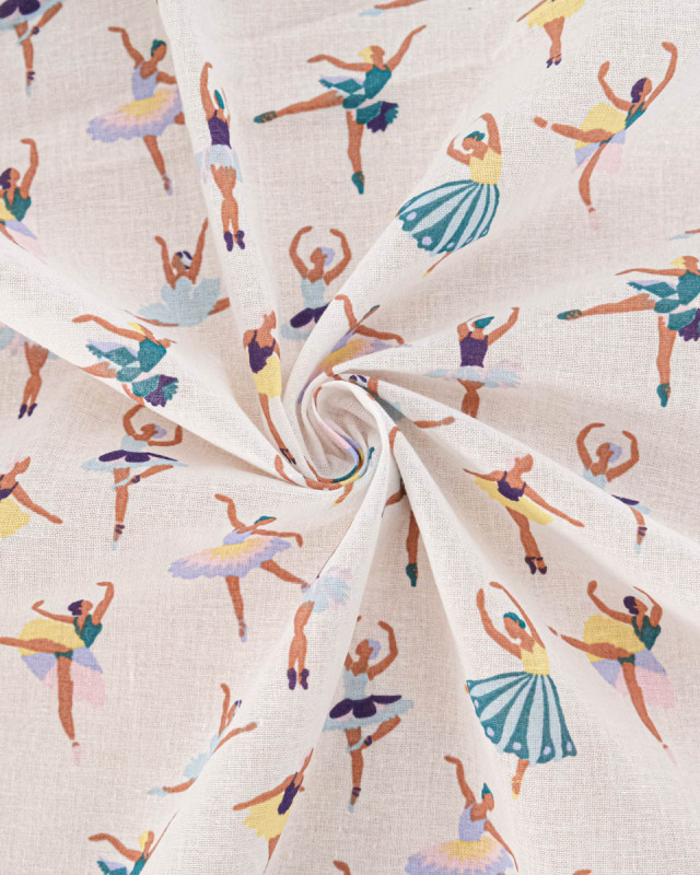 Tissu Coton Danseuses Emeraude - Mercerine