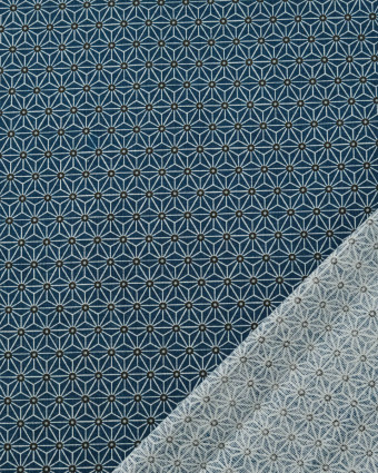 Tissu au mètre : Coton imprimé Saki pétrole - Mercerine