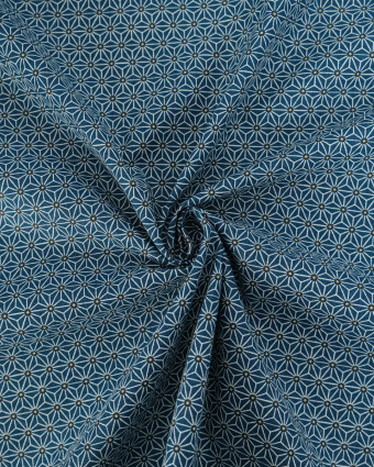 Tissu au mètre : Coton imprimé Saki pétrole - Mercerine
