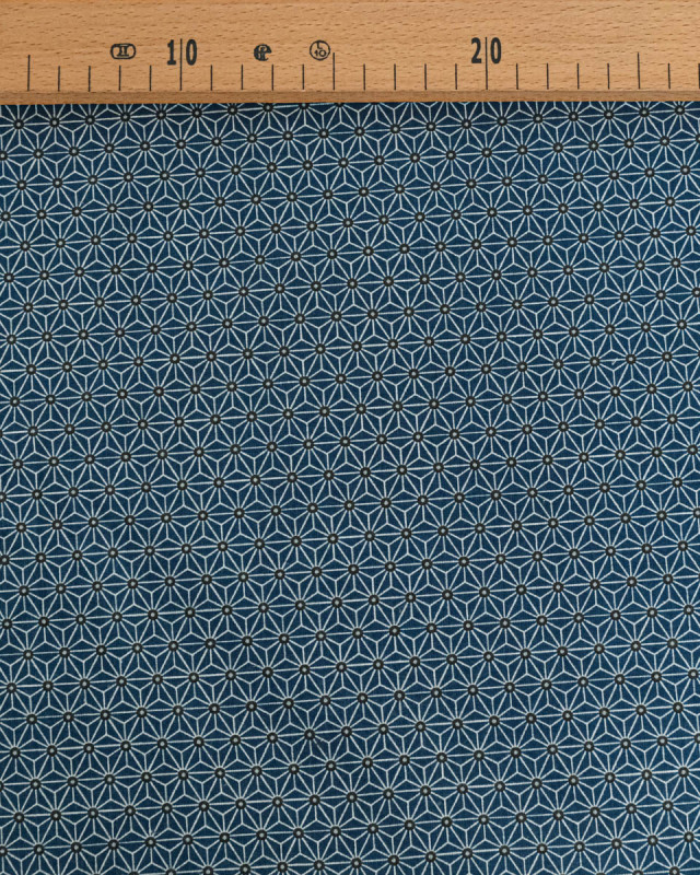 Tissu au mètre : Coton imprimé Saki pétrole - Mercerine