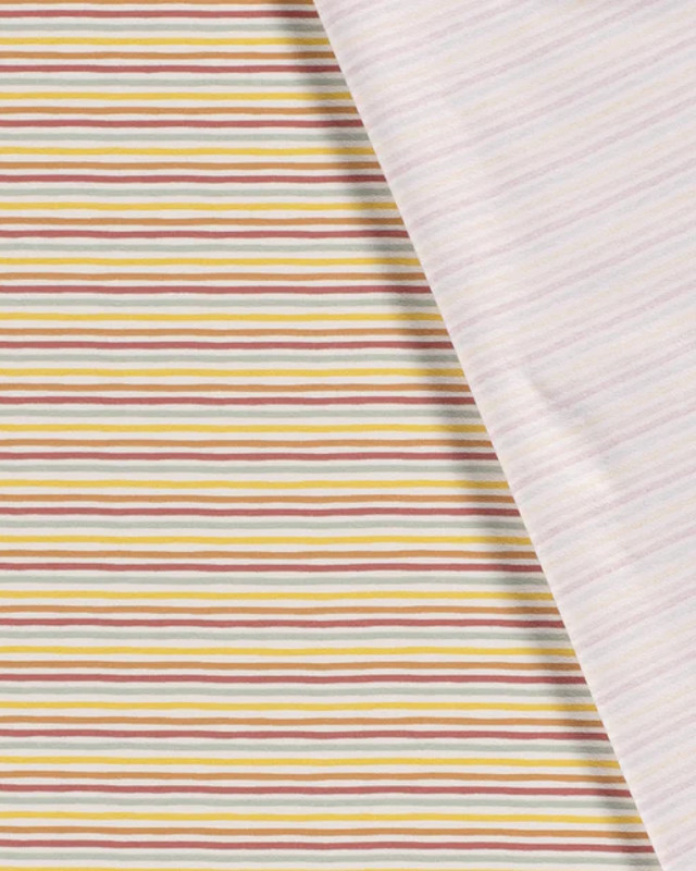 Tissu en ligne : Jersey Rayé Marin Bleu Jean - Mercerine