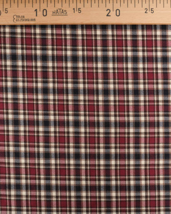 Tissu Tartan Ecossais Stretch Bordeaux et Bleu - Mercerine