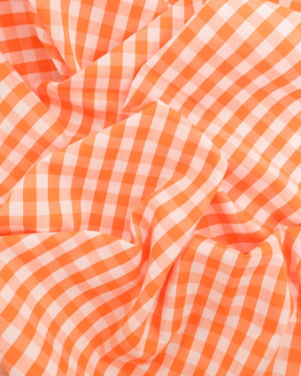 Tissu Coton Vichy Orange Moyens Carreaux - Mercerine