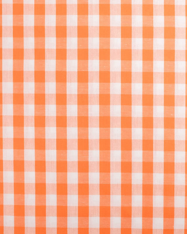 Tissu Coton Vichy Orange Moyens Carreaux - Mercerine