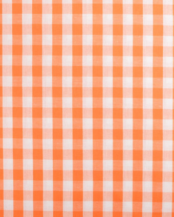 Tissu Coton Vichy Orange Moyens Carreaux - Mercerine