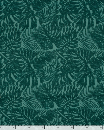 Tissu Short de Bain Déperlant Feuillage Tropical Bleu Vert - Mercerine