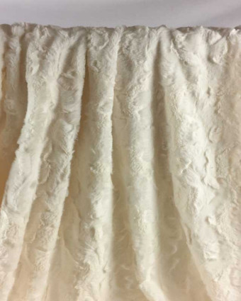 Coupon - Fausse Fourrure Blanc Cassé Texturée