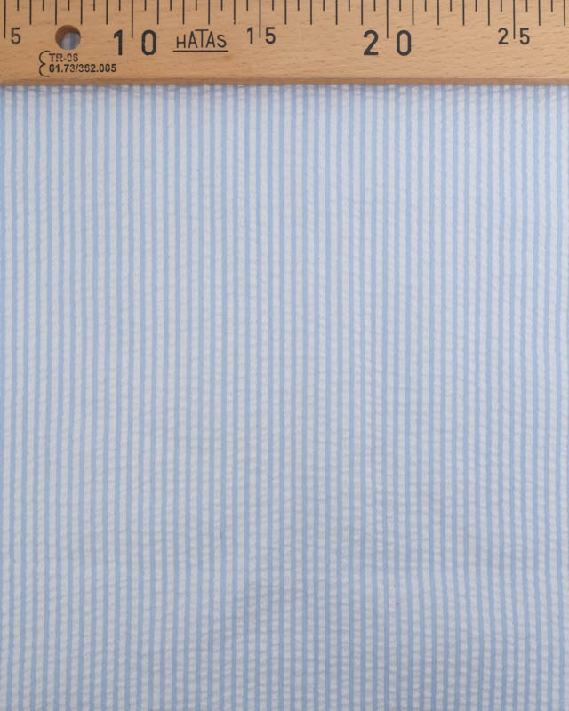 Tissu Seersucker à Rayures Bleu Ciel - Mercerine