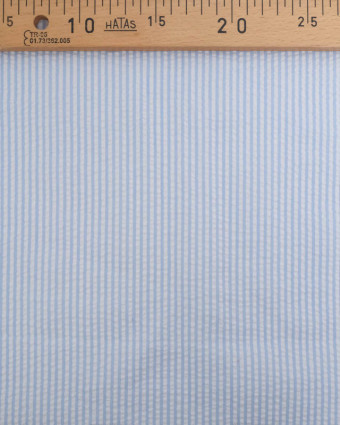 Tissu Seersucker à Rayures Bleu Ciel - Mercerine