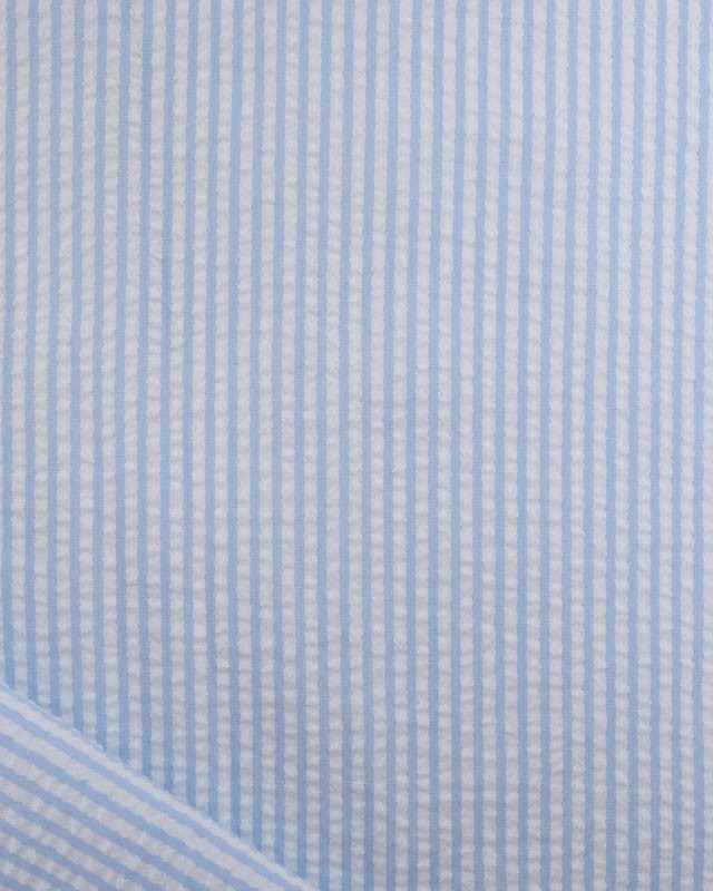 Tissu Seersucker à Rayures Bleu Ciel - Mercerine