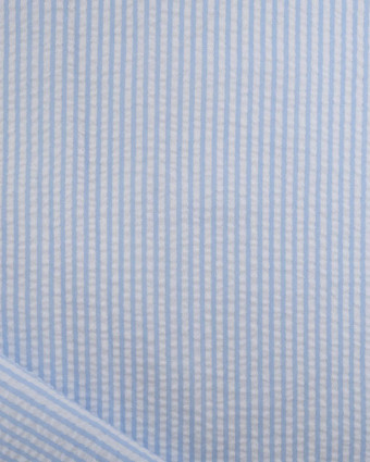Tissu Seersucker à Rayures Bleu Ciel - Mercerine