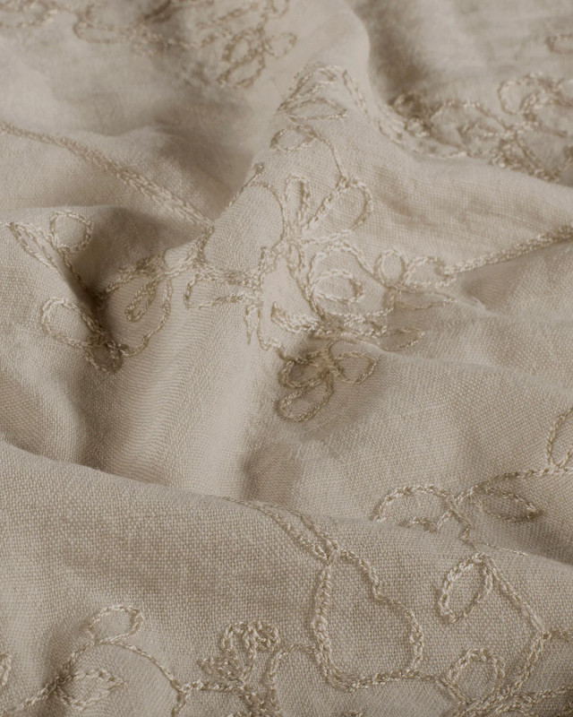 Viscose Mélangée Ficelle Motif Brodé - Mercerine