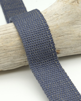 Sangle Bleu Jeans Lurex Argent / Or 3cm Coton - Mercerine