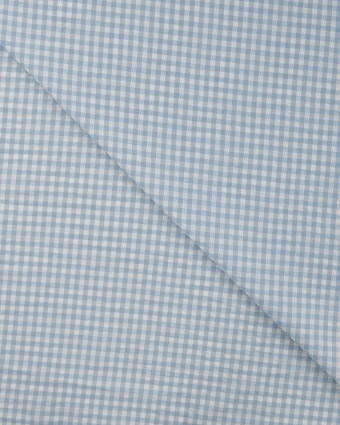 Seersucker Motif Vichy Bleu Ciel - Mercerine